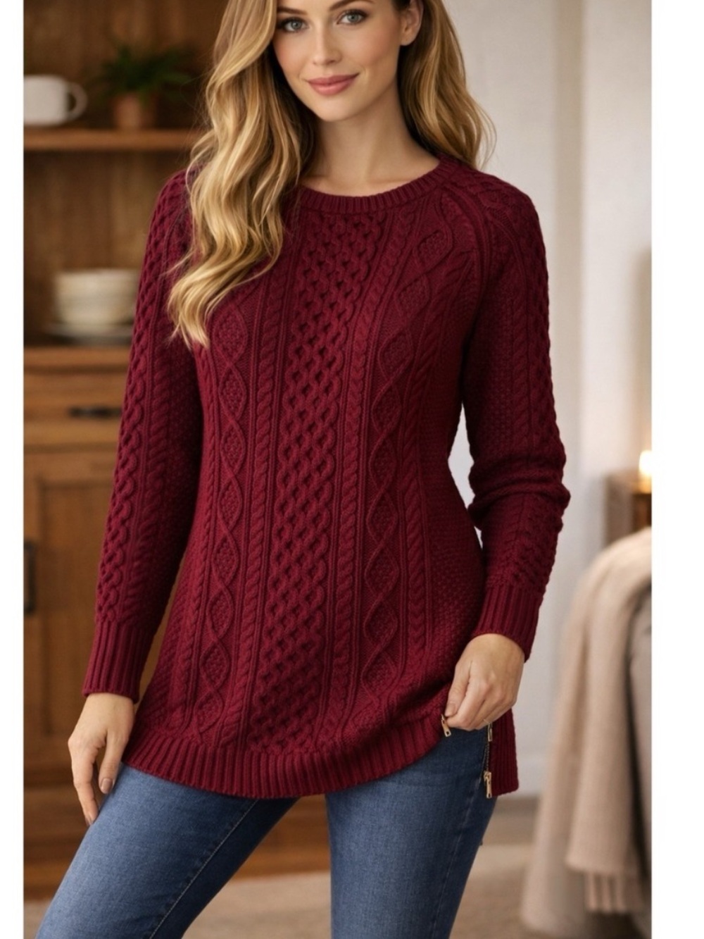 L.L. Bean Signature Cotton Fisherman Tunic Sweater